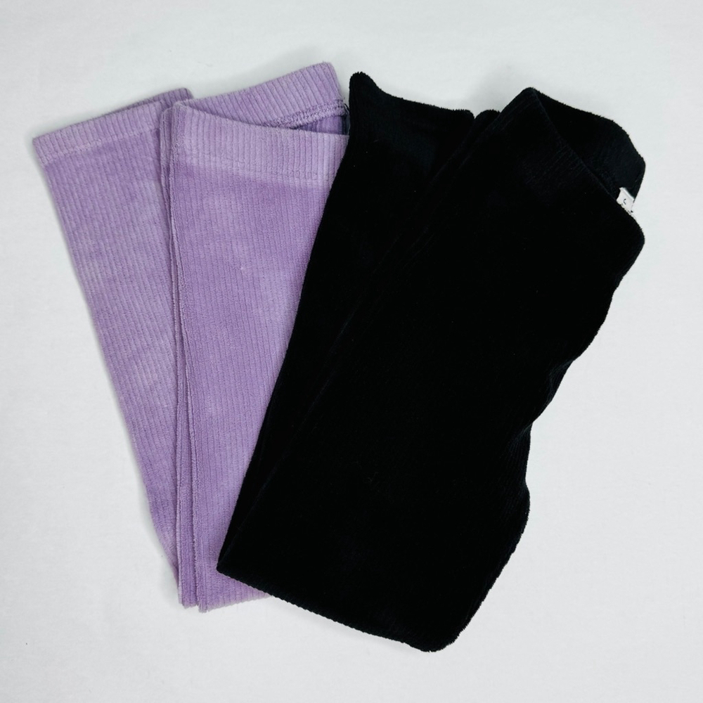 JANIE AND JACK 2 pairs of Corduroy Velour Leggings Pants - Black & Lilac Size 4